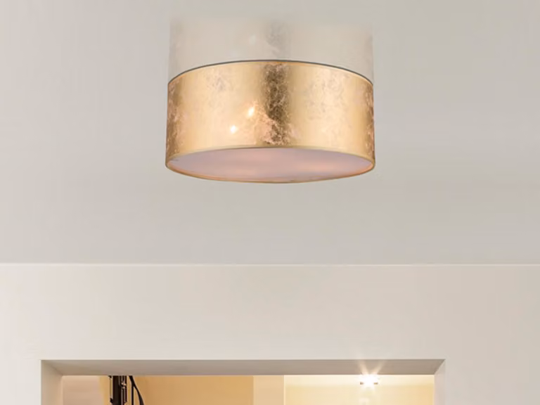 Plafoniera LED di design in tessuto paralume oro soggiorno camera da letto corridoio