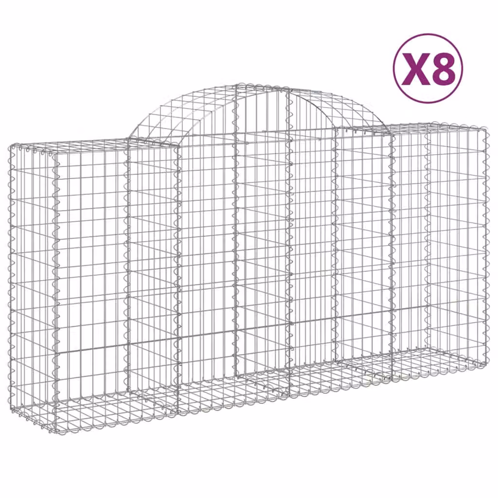 Cesti Gabbioni ad Arco 8 pz 200x50x100/120 cm Ferro Zincato