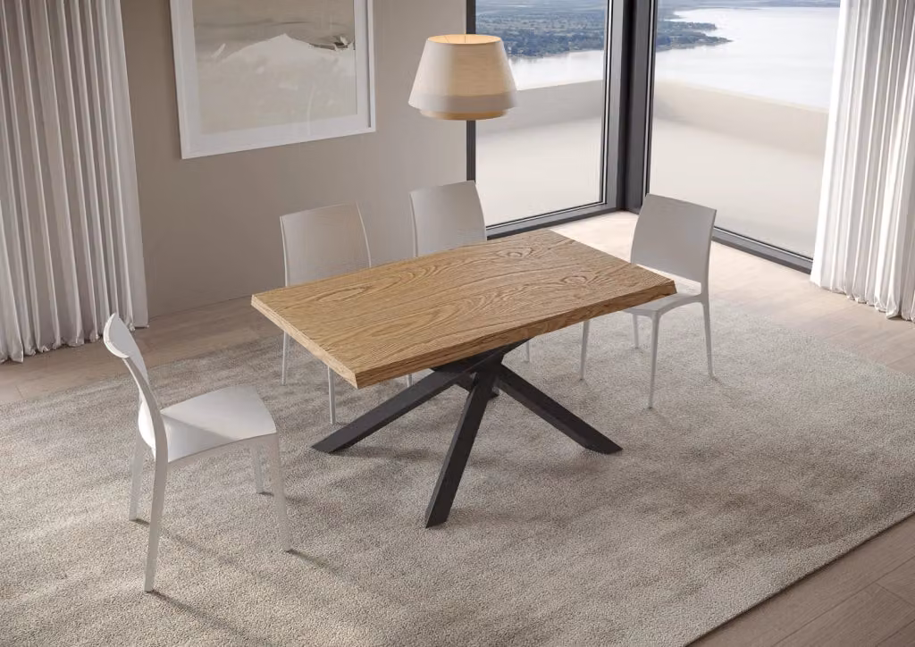 Tavolo fisso Versalux in rovere scortecciato con gambe in metallo antracite L: 140 cm, P: 90 cm, H: 75 cm – 2