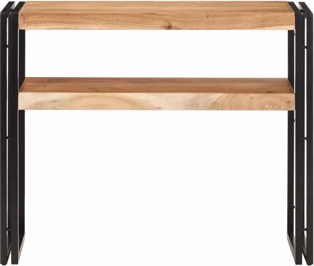 Tavolo Consolle vidaXL in Legno di Acacia e Metallo, Colore Marrone, L 90 x P 30 x H 75 cm – 1