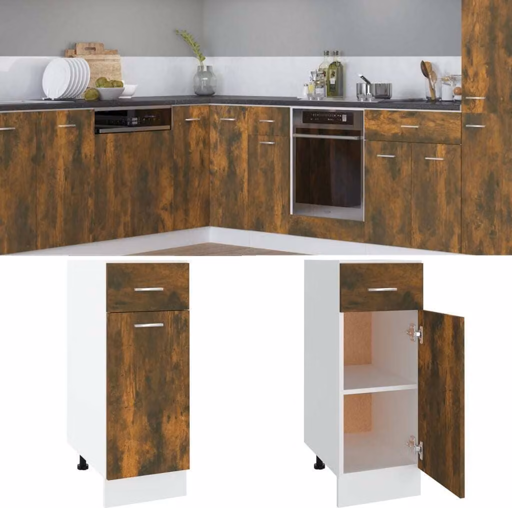 The Living Store Base con cassetto rovere fumé 30x46x81,5 cm