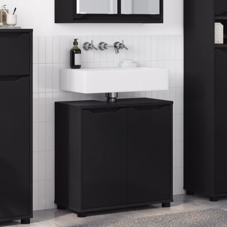 vidaXL Mobile per lavabo da bagno Nero 60 x 30 x 60 cm