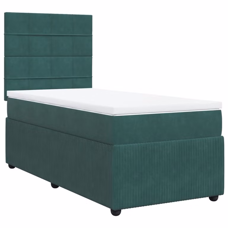 Giroletto a Molle con Materasso Verde Scuro 90x190 cm Velluto