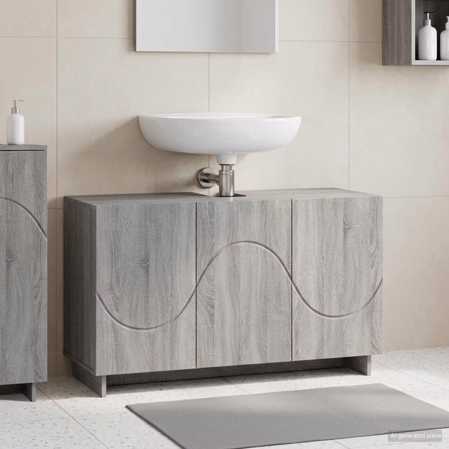 Mobile da bagno vidaXL moderno in legno e MDF color grigio Sonoma L: 101 cm, P: 41 cm, H: 58 cm