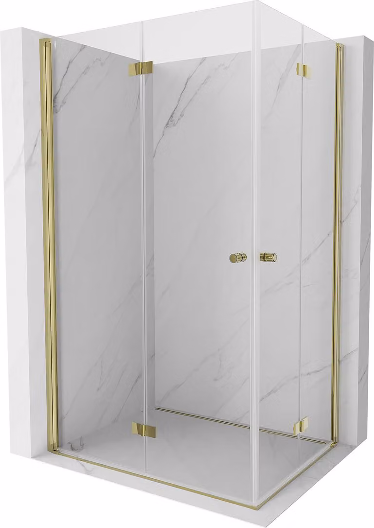 Mexen Mist-F Duo cabina doccia pieghevole sinistra 95 x 80 cm, trasparente, oro - 8A6-095L-080P-50-00