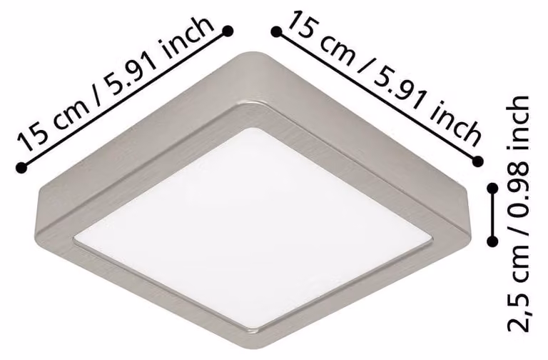 EGLO FUEVA 6, lampada a LED, 1100 lumen, grado di protezione IP20, finitura nikl