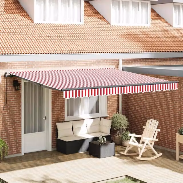 Tenda retrattile Rosso e Bianco 400 × 350 cm 3330755