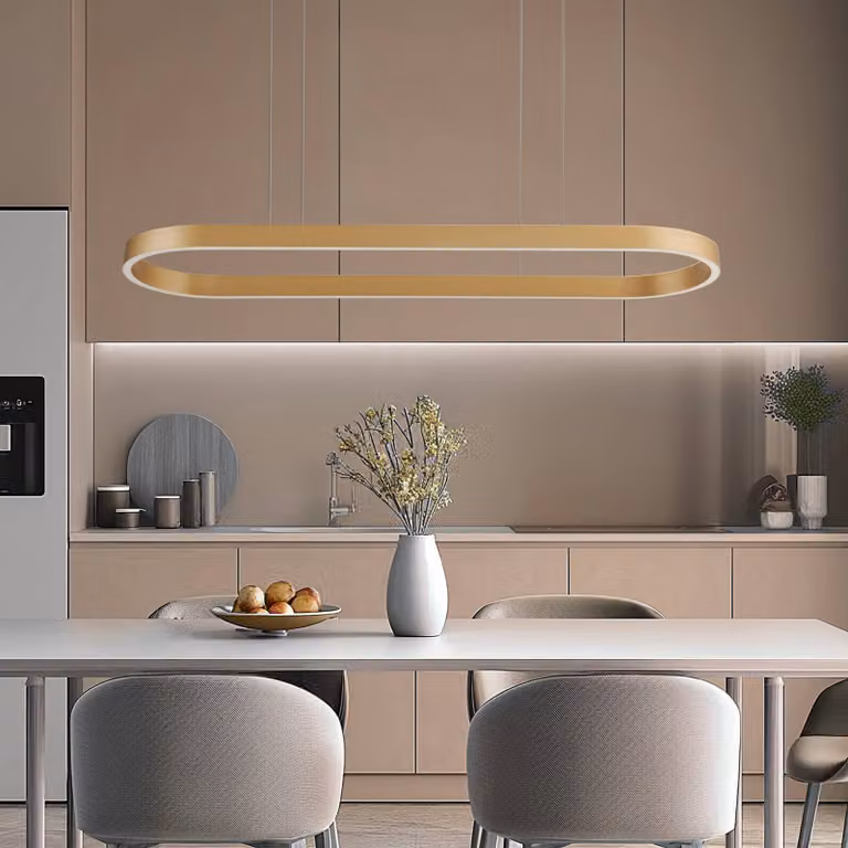 Lucande Smart lampada LED a sospensione Melinay, oro, CCT, Tuya Melinay Lucande, dimmerabile, Ottone / Oro, Soggiorno / Sala da pranzo, Alluminio, Moderno