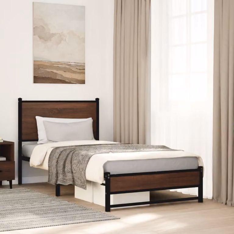 Giroletto in metallo vidaXL senza materasso, colore marrone, L 80 cm x P 200 cm