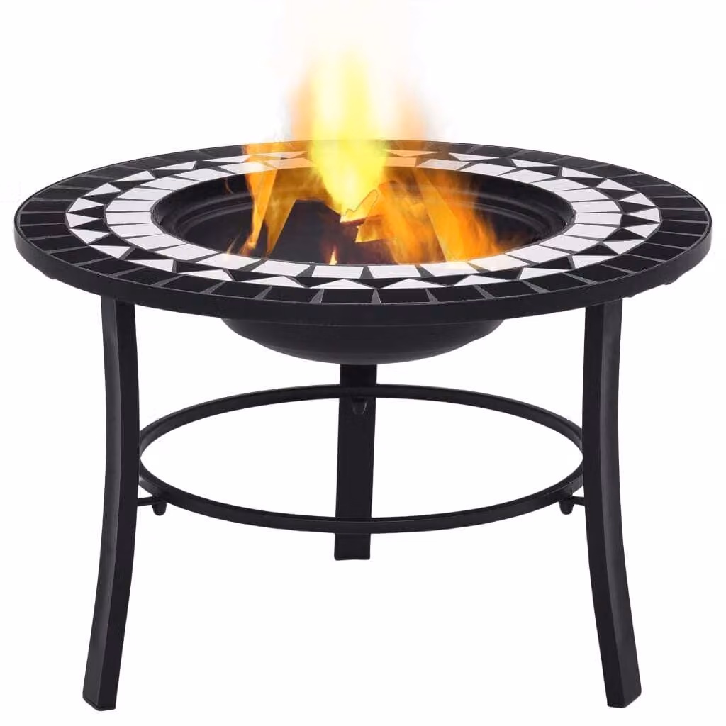 Braciere con Mosaico Nero e Bianco 68cm in Vetroceramica