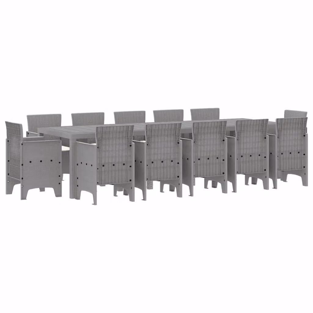 Set da pranzo per giardino e terrazzo vidaXL in polyrattan grigio, 13 pezzi – 2