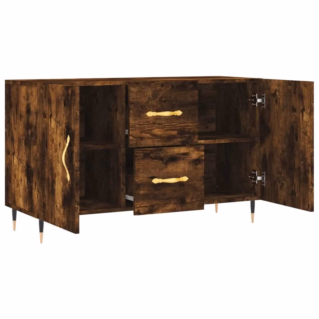 Buffet credenza con cassettiera e mobile contenitore moderno in legno MDF e metallo marrone per cucina e soggiorno L 100 x P 36 x H 60 cm – 2