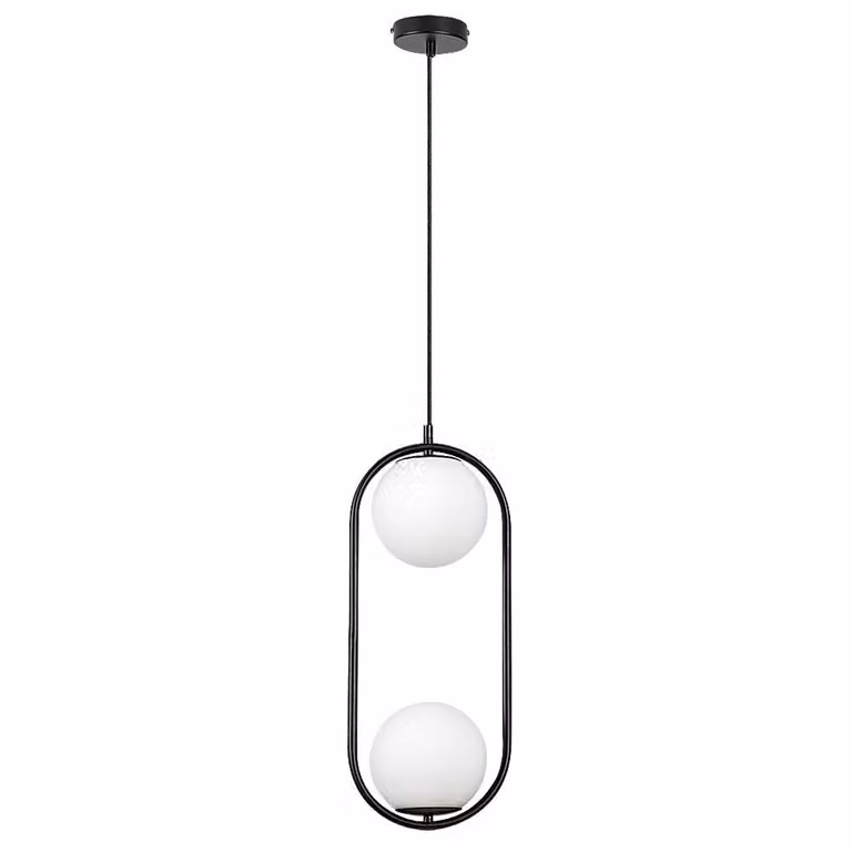 Rabalux 72029 Lampada a sospensione 2 spot Ghita, E27, bianco-nero, rotonda, moderna, ø150mm