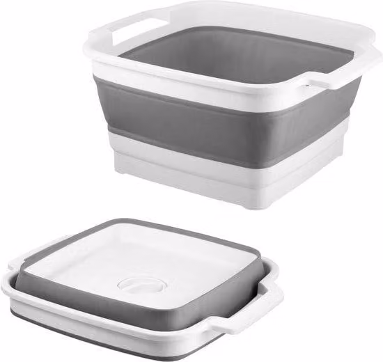 Contenitore compatto per acque reflue con bocchettone di scarico - Capacità 9 litri - Compostabile portatile - Lavello dal design compatto - Contenitore per acque reflue da cucina - Lavello per verdure - Contenitore compatto per acque reflue da campeggio