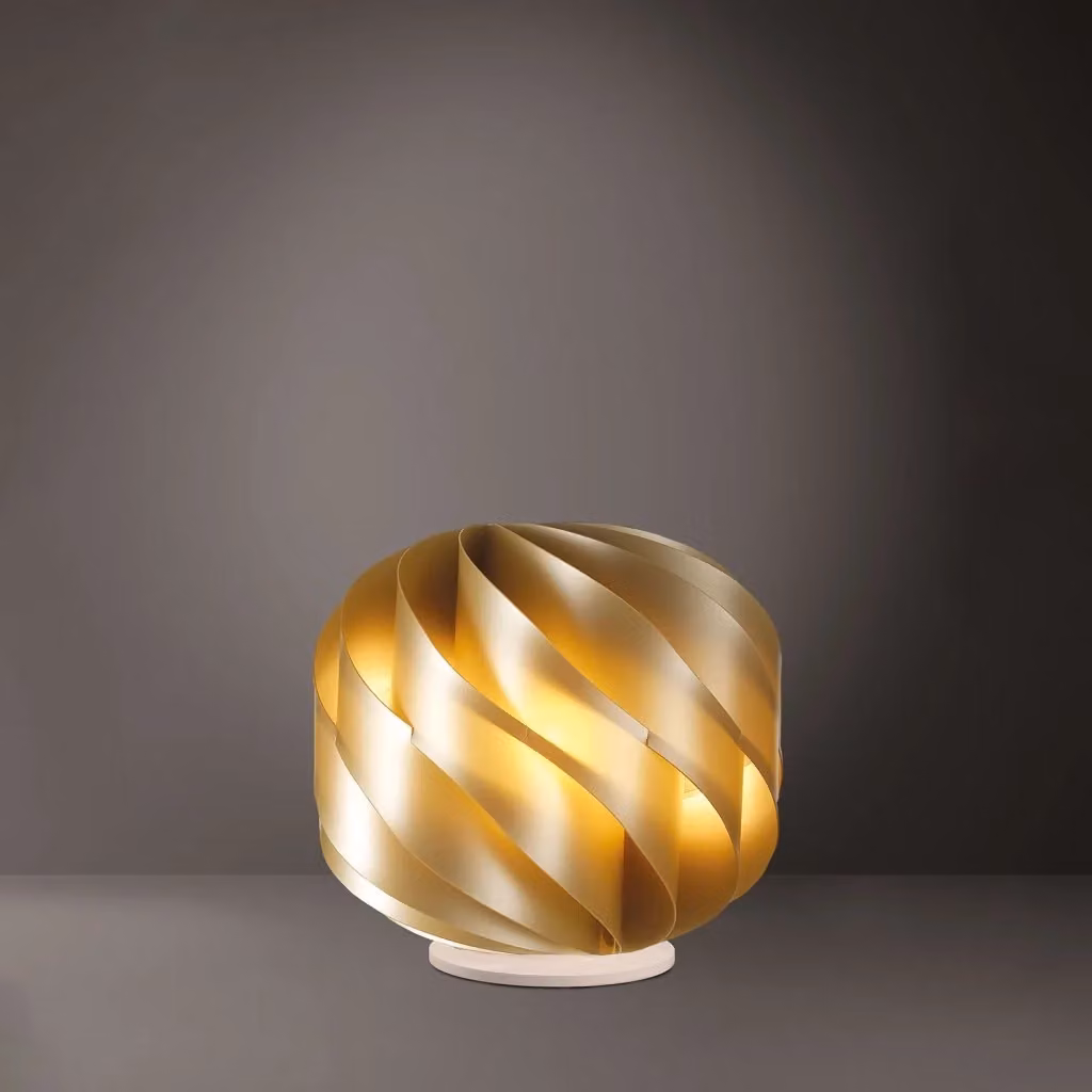 Lampada da scrivania moderna Polilux New Gold Linea Zero, colore oro e bianco, diametro 40 cm, attacco E27 – 2