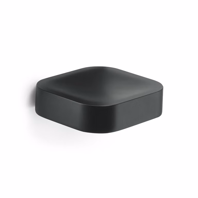 Portasapone inamovibile da muro in ottone, acciaio inox e Cromall 3212 Gedy serie OUTLINE Nero Opaco