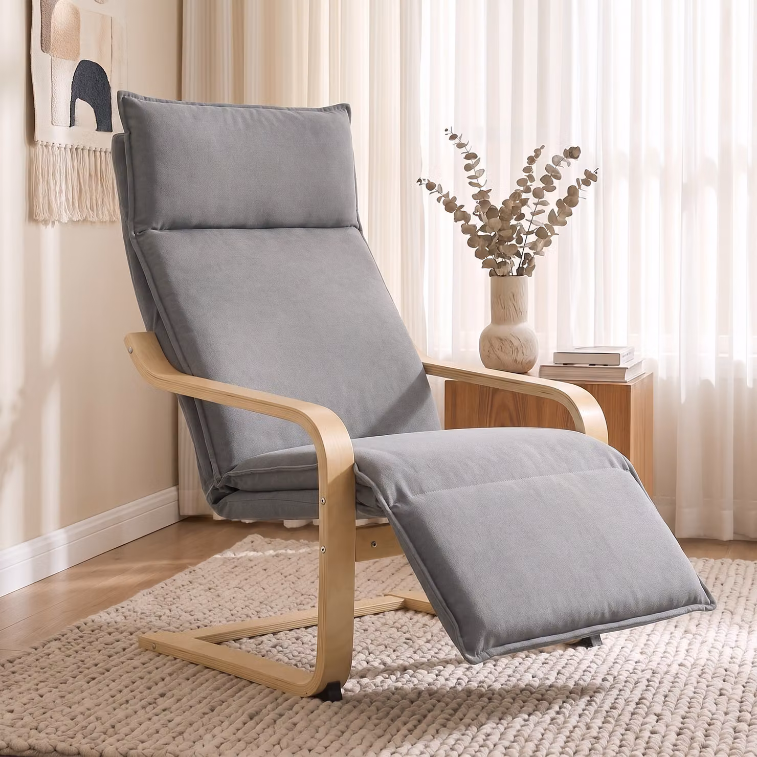 Poltrona relax HOMCOM con poggiapiedi e braccioli, design moderno in tessuto grigio per il tuo salotto – 2