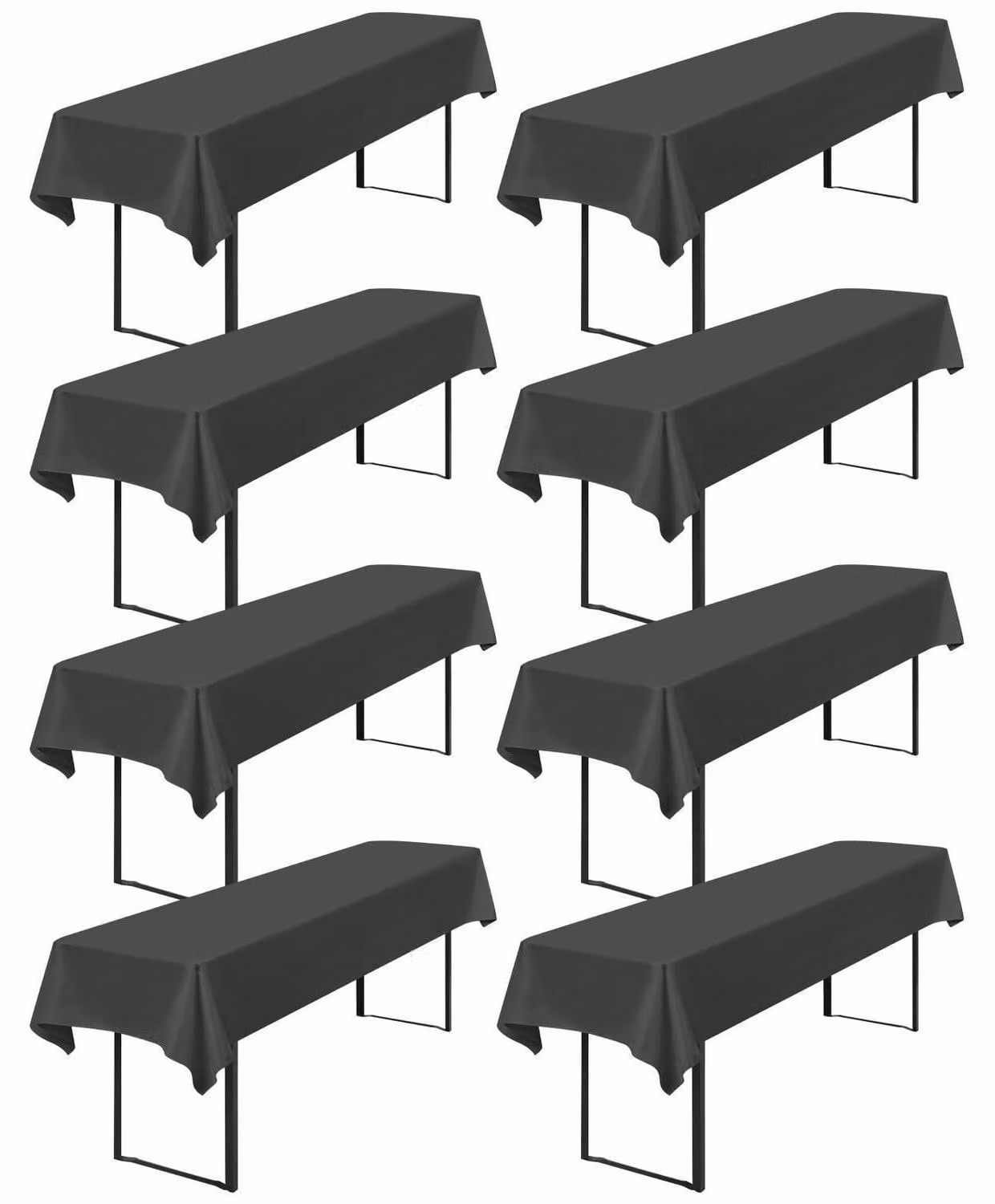 Confezione da 8 tovaglioli per tavoli, ideali per birrerie o eventi, dimensioni 100 x 250 cm, colore grigio scuro, impermeabili, in poliestere