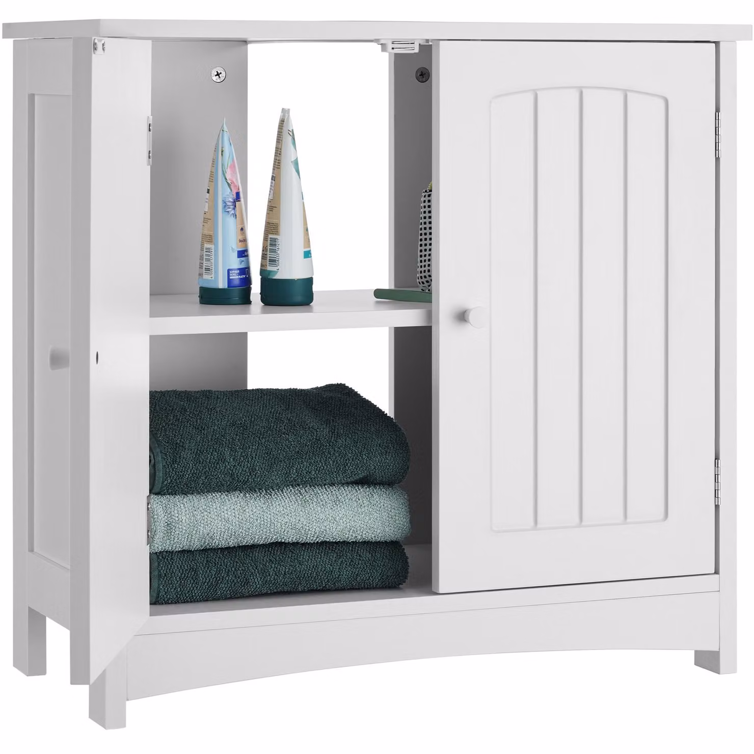 Mobiletto sottolavabo Tectake Jasper bianco con ante a battente e ripiani interni per bagno – 2