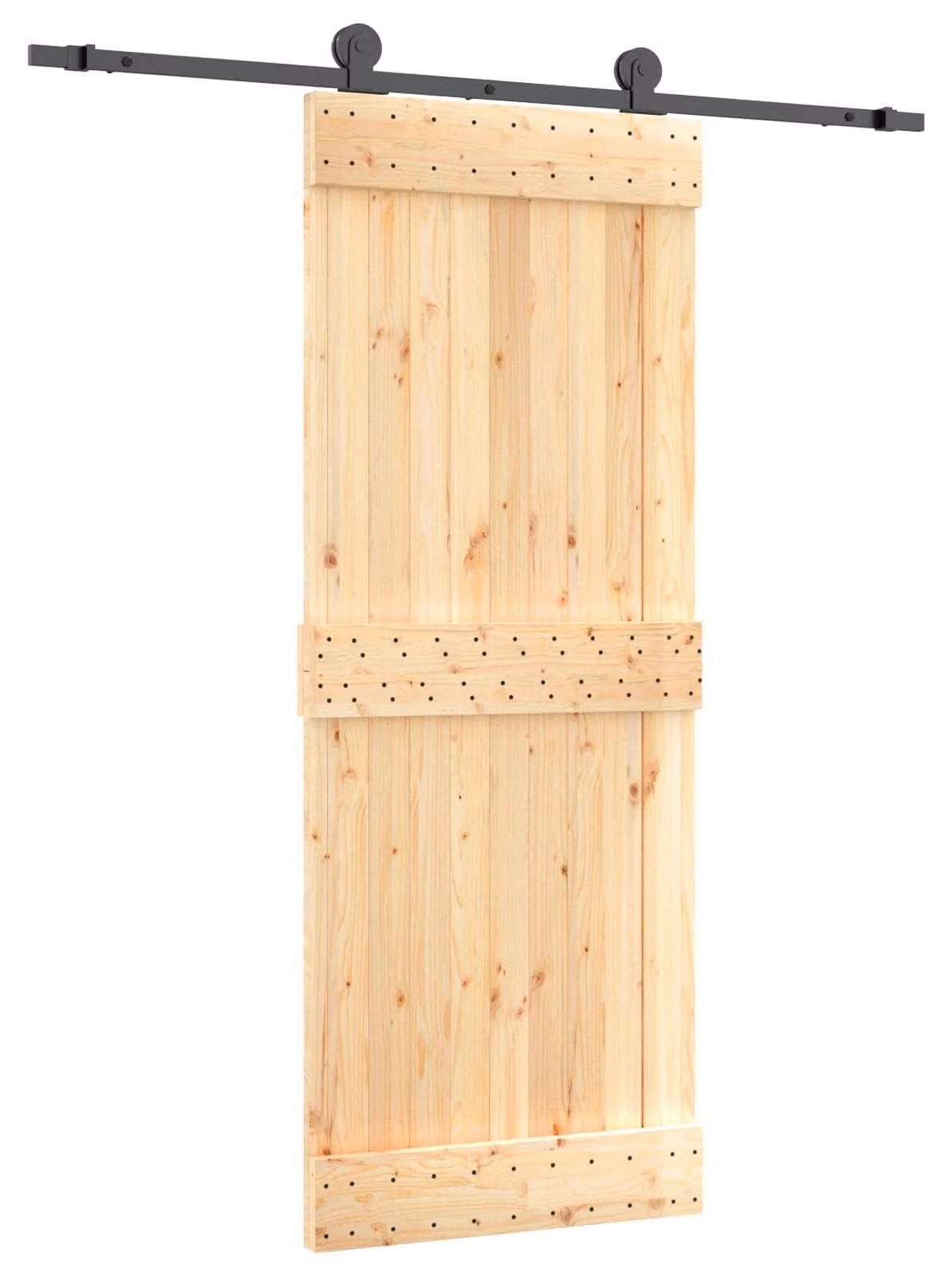 Porta scorrevole Naturale e Nero 80 x 210 cm