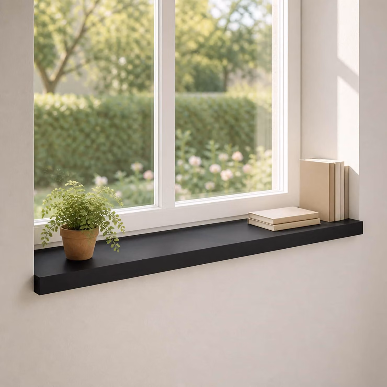 Set di 2 soglie per finestre vidaXL in legno, colore nero, L 80 cm x P 30 cm x H 2 cm