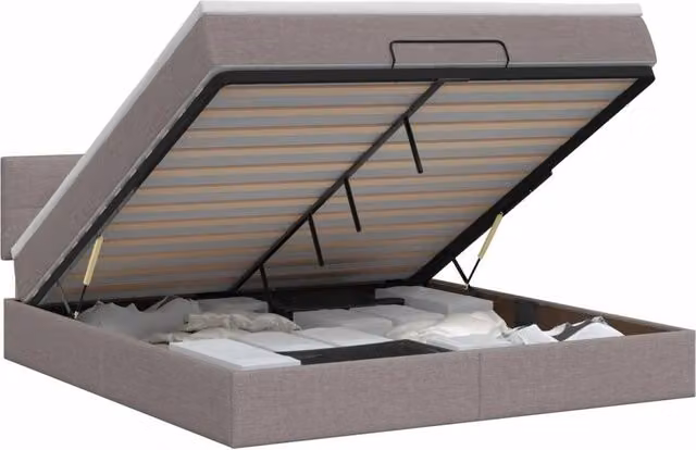 Letto ottomano con materasso Tortora 160 x 200 cm Tessuto 3456341
