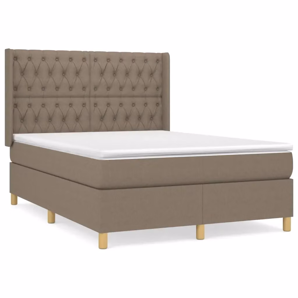 Letto Ibrido vidaXL con Giroletto a Molle e Materasso in Tessuto Beige e Bianco L/P/H: 140 x 200 x 203 cm – 2