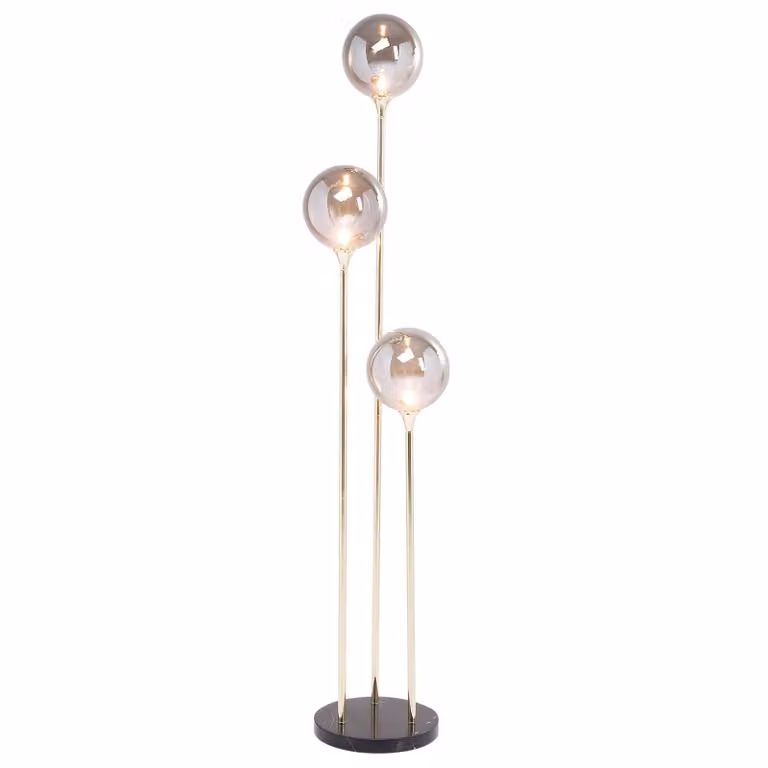 KARE Lampada da terra di design Al Capone Tre, Ottone / Oro, Soggiorno / Sala da pranzo, Vetro, Moderno, Lampada da terra