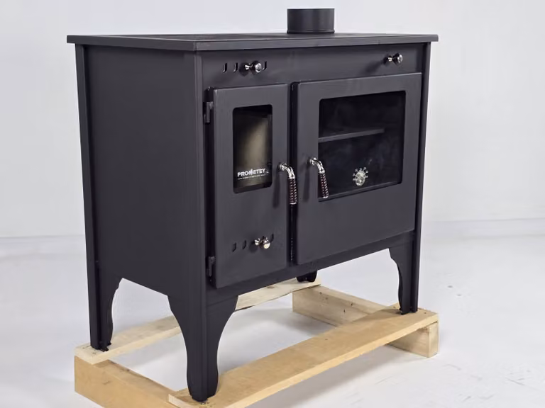 EEK A+ Stufa a legna con forno e piastra di cottura Eco Retro Stufa a legna 7  kW Stufa a legna Stufa a combustione continua Stufa da officina Stufa svedese Stufa da baita Stufa riscaldante