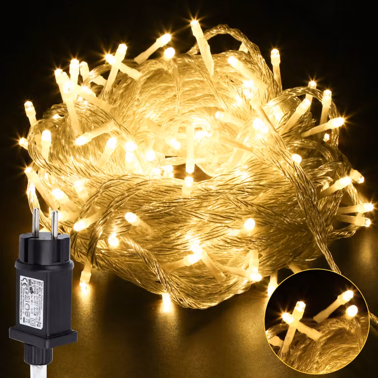 Jayseuw 20M 200 LED luci fiabesche 8 modalità di luce festa giardino potenza illuminazione interna Natale matrimonio decorazione bianco caldo