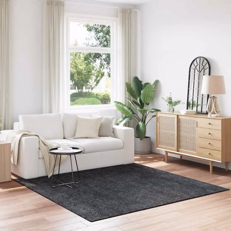 Tappeto Shaggy Antiscivolo e Lavabile vidaXL in Polipropilene Grigio Antracite 200 x 200 cm