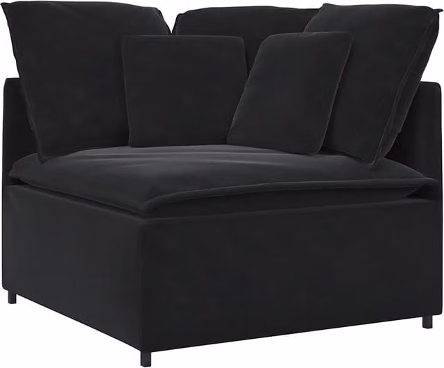 Modulo Angolare Divano Modulare con Cuscini Nero 100 cm CFW2942426