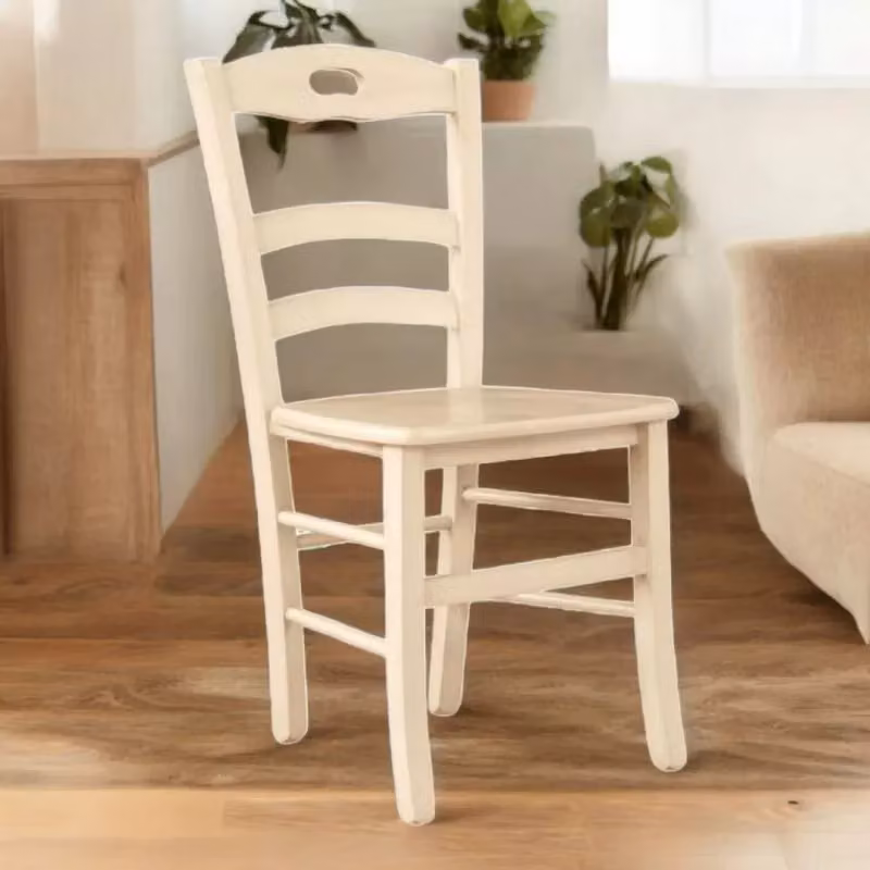 Set di 2 sedie shabby chic in legno di faggio laccato avorio anticato Mobili 2G L/P/H: 43 x 46 x 89 cm – 3