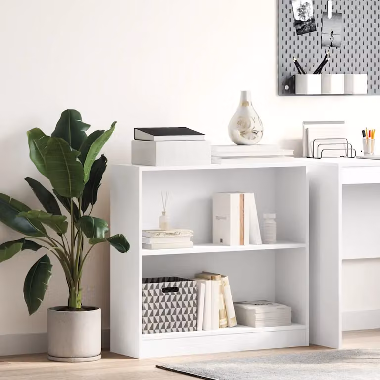 Libreria bianca vidaXL a parete in legno e MDF per soggiorno L: 80 cm, P: 24 cm, H: 75 cm