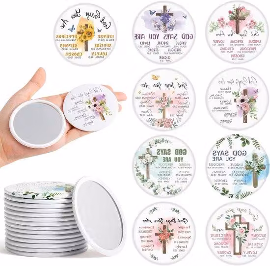 Collezione di specchietti da trucco in miniatura - 36 pezzi - Diametro 7 cm - Verde