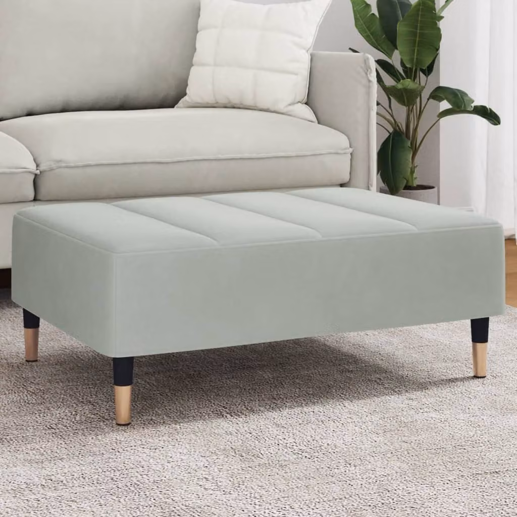 Poggiapiedi vidaXL in Velluto Grigio con Struttura in Metallo L: 77 cm, P: 55 cm, H: 31 cm