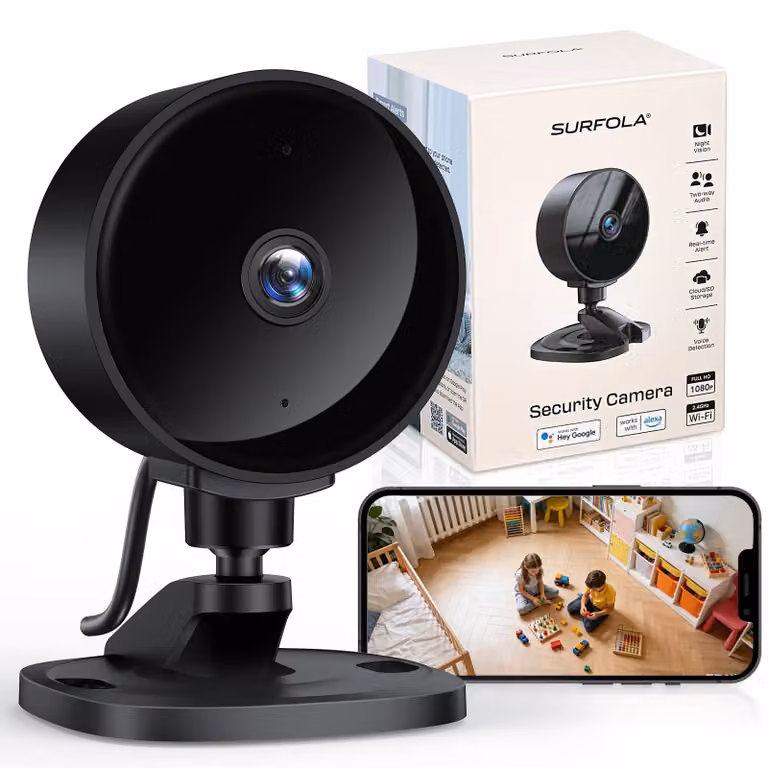 Telecamera di sorveglianza interna Surfola, 1080P, telecamera di sicurezza per uso domestico