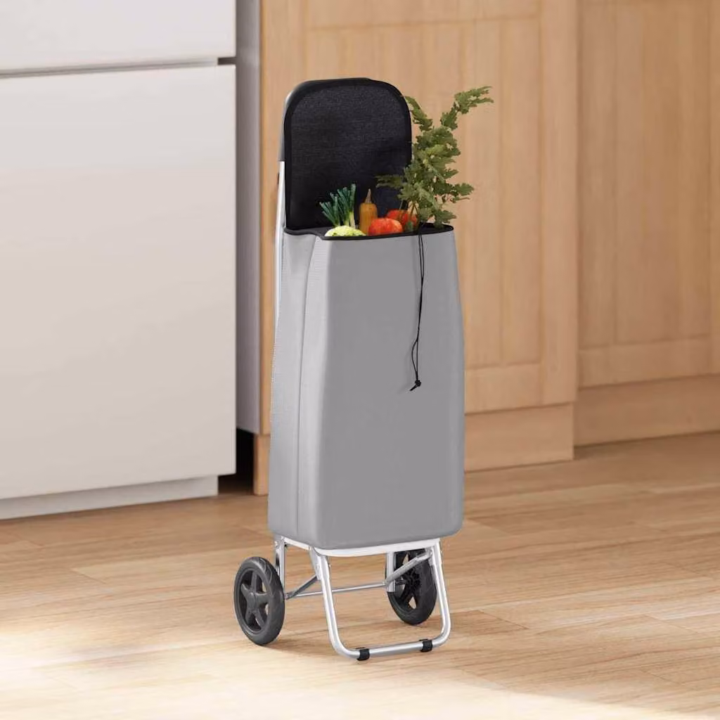 vidaXL Carrello spesa grigio 35 x 28 x 92 cm Tessuto Oxford