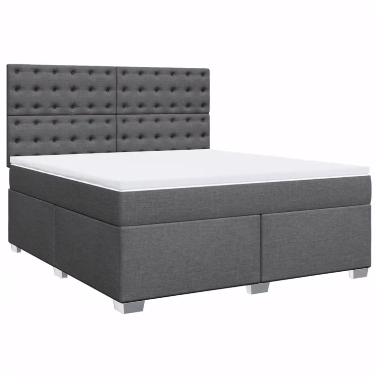 Giroletto a Molle con Materasso Grigio Scuro 180x200 cm Tessuto