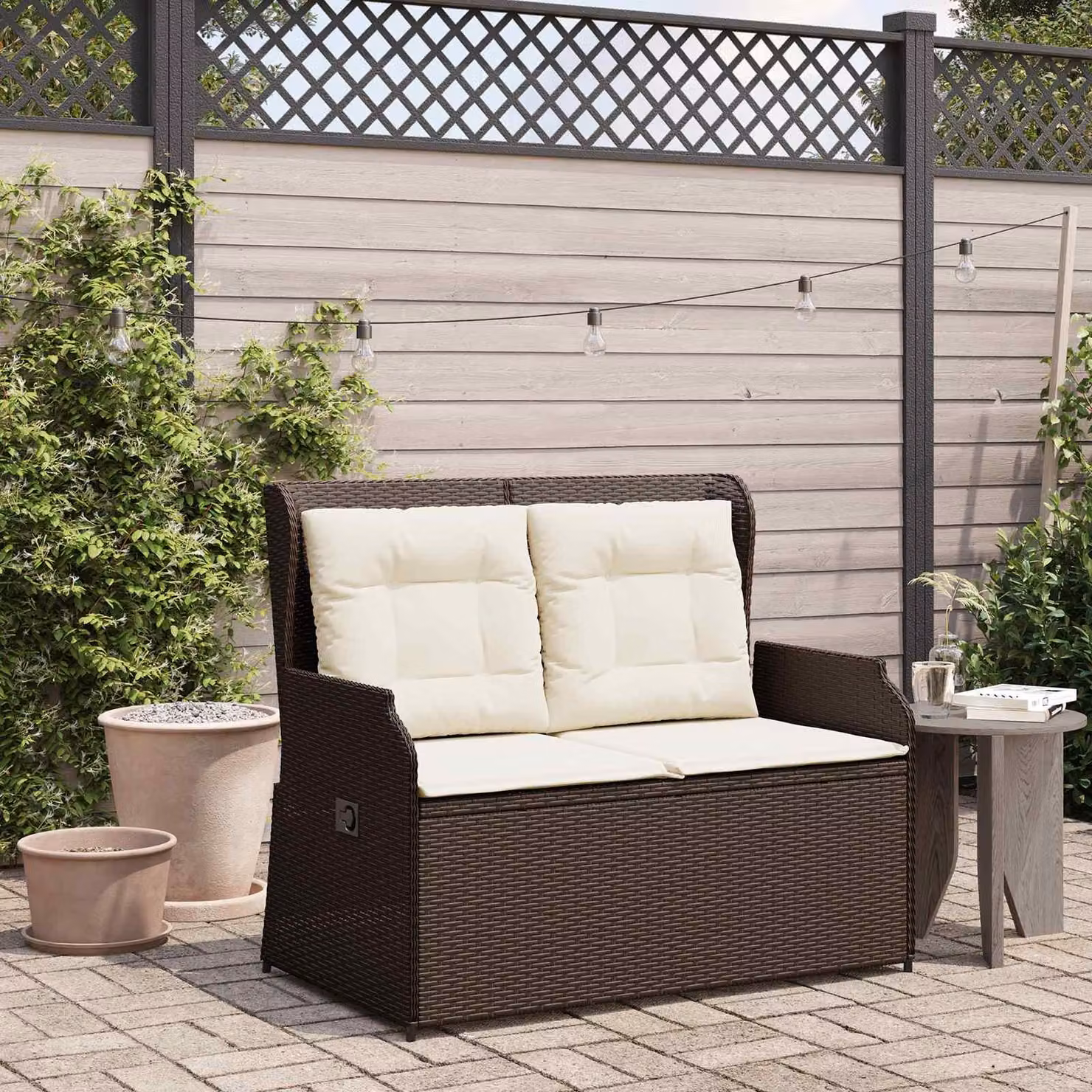 Maison Exclusive - Panchina da giardino in polyrattan marrone