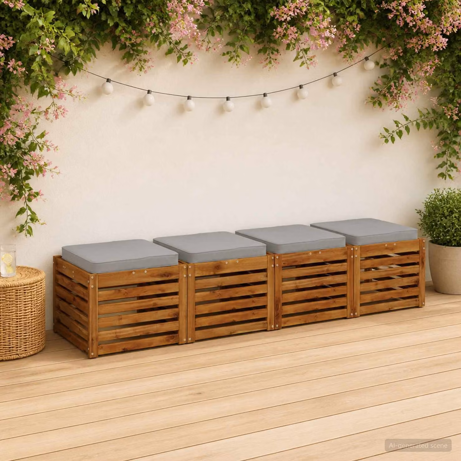 Set di 4 cuscini per sedia vidaXL VUGHT in poliestere grigio con rivestimento rimovibile e lavabile