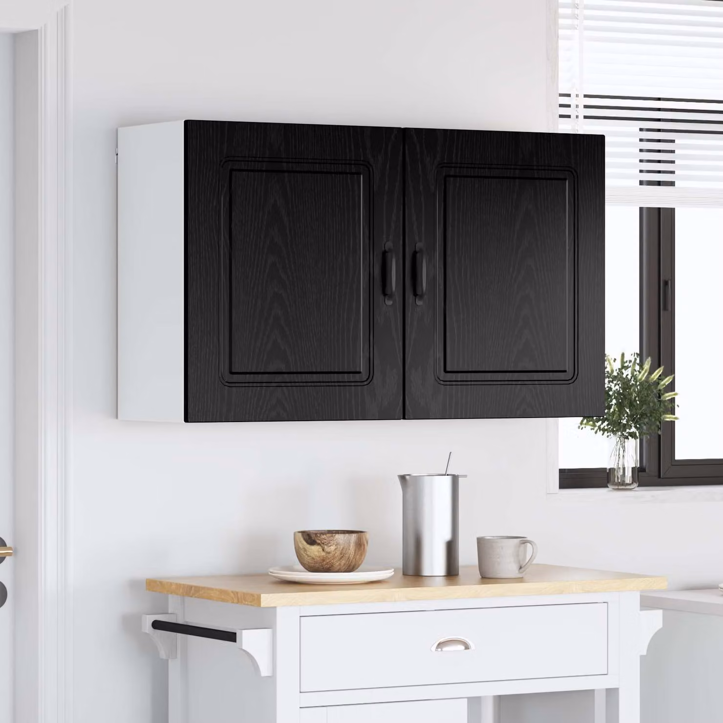 Set di 2 ante per pensile cucina vidaXL Kalmar in MDF nero opaco L: 60,0 cm, H: 31,0 cm, P: 25,62 cm