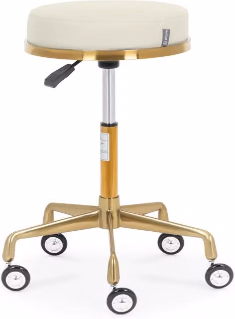 Sgabello da ufficio 51-64 cm 150 kg PVC compensato acciaio cromato schiuma beige dorato 14_0010064