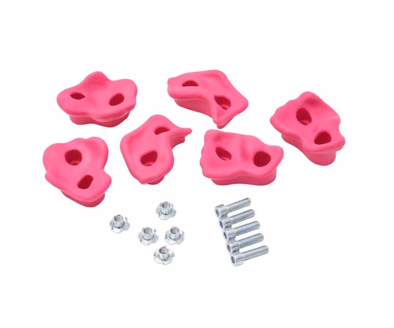 Set di 5 prese da arrampicata TRIBECCO con attacco - per pareti da arrampicata indoor e outdoor (rosa)