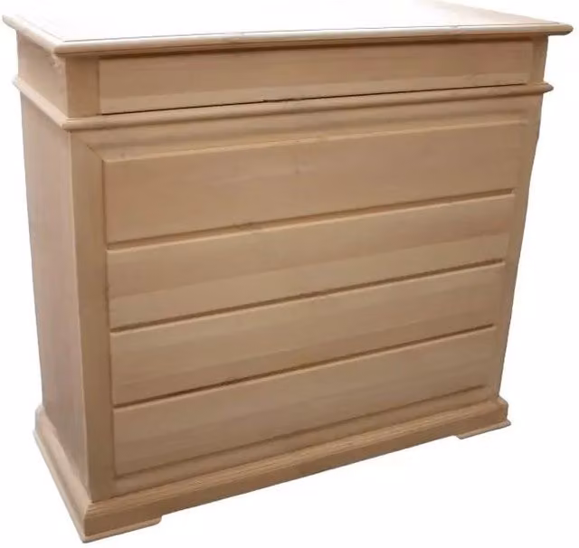 Cassettiera classica con 5 cassetti in legno grezzo Mobili 2G L: 127 cm, P: 52 cm, H: 117 cm – 3