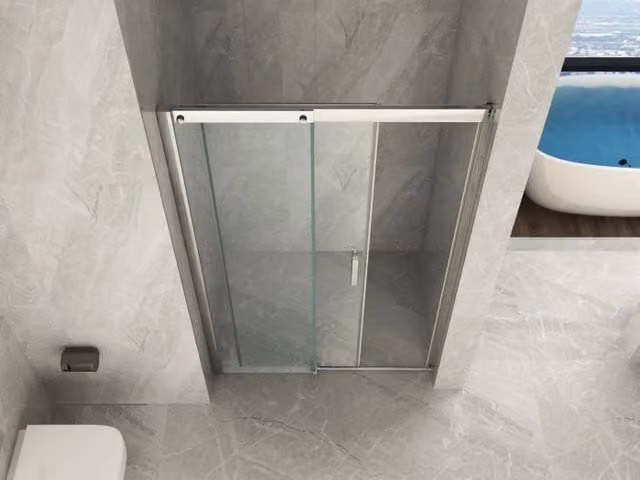 Porta doccia scorrevole DOCCIABOX in cristallo trasparente da 8 mm con trattamento anticalcare e chiusura soft-close, L: 130 cm, H: 195 cm
