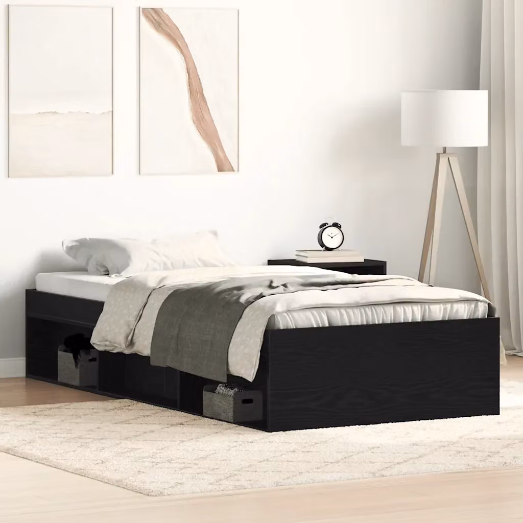 Letto singolo per adulti Design In in legno e MDF nero con doghe fisse L/P/H: 193 x 90 x 35 cm – 2