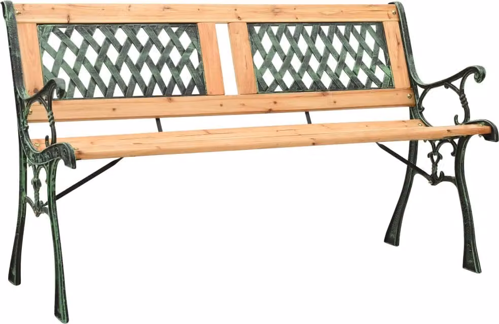 The Living Store Panca da giardino 122 cm in ghisa e legno massiccio di abete