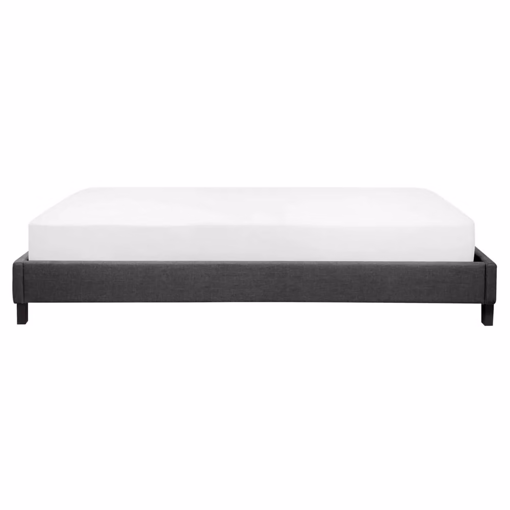 Letto Beliani in tessuto grigio con rete a doghe elastiche L/P/H: 160 x 200 x 29 cm – 2