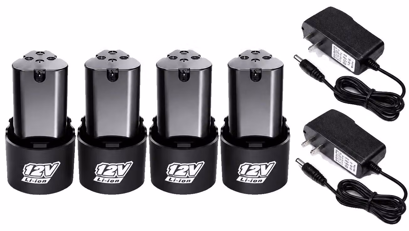 Batteria per utensili elettrici senza fili, capacità di 3000mAh, tecnologia agli ioni di litio, caricabatterie per 4 batterie